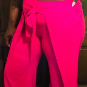 Fuchsia Cape Wide Leg Flowy Pants